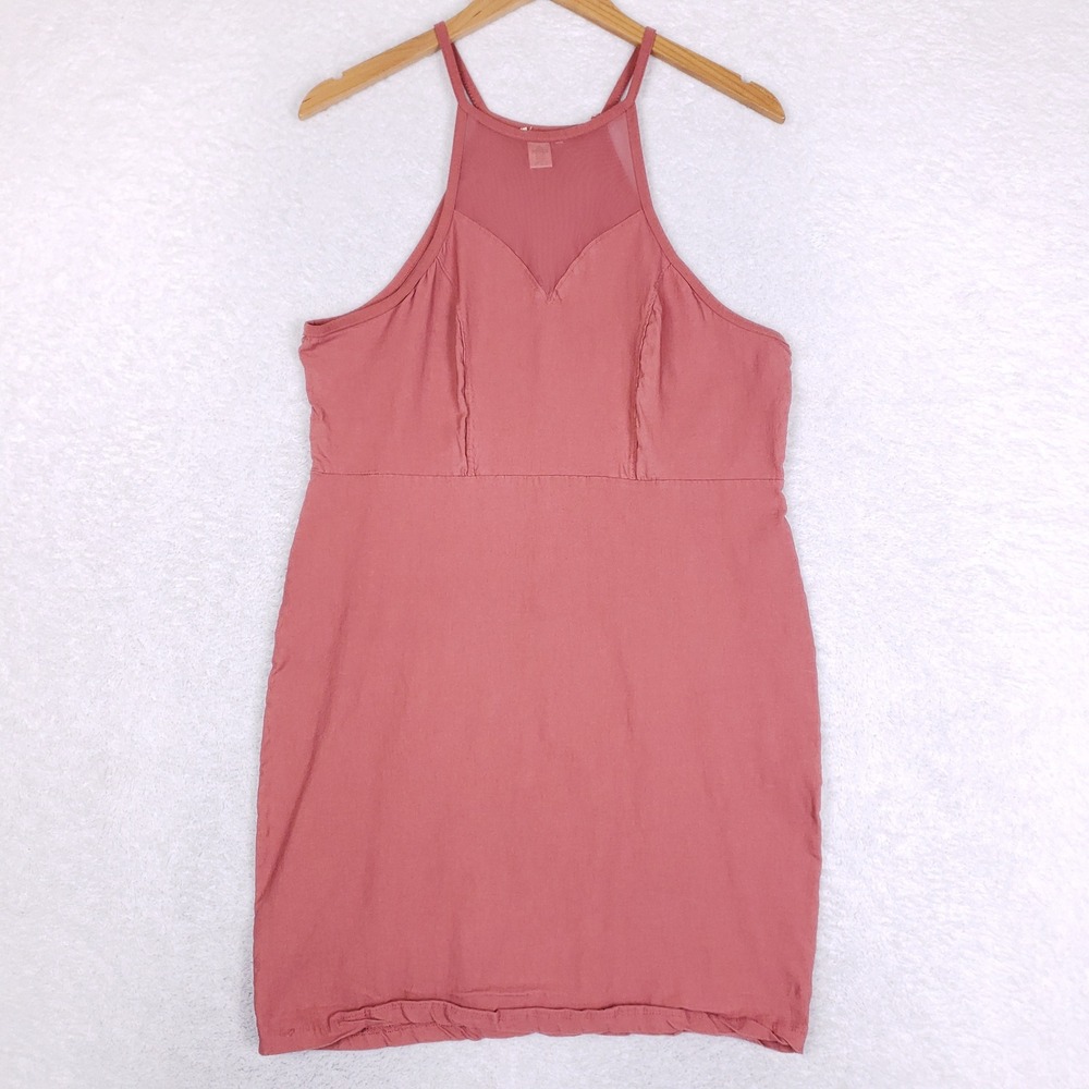 Bozzolo Halter Neck Mini Dress Womens 3X Mauve Pink Mesh Y2K Aesthetic Clubwear